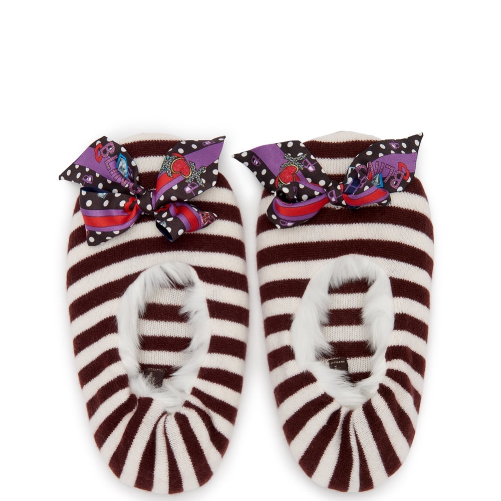 Henri Bendel Faux Fur Cashmere Slippers S/M *NWT